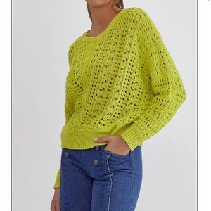 Women's Lime Green entro crochet Knit Sweater size s